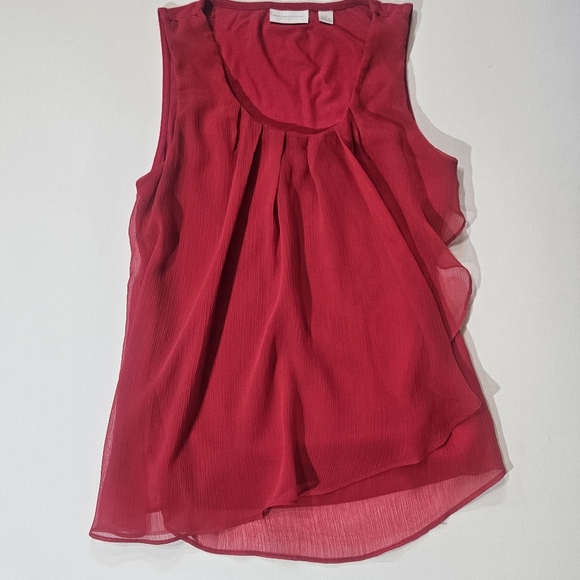 New York & Company Tops - New‎ York And Company Top Womens XS Red Tiered Stretch Blouse Flowy Lined